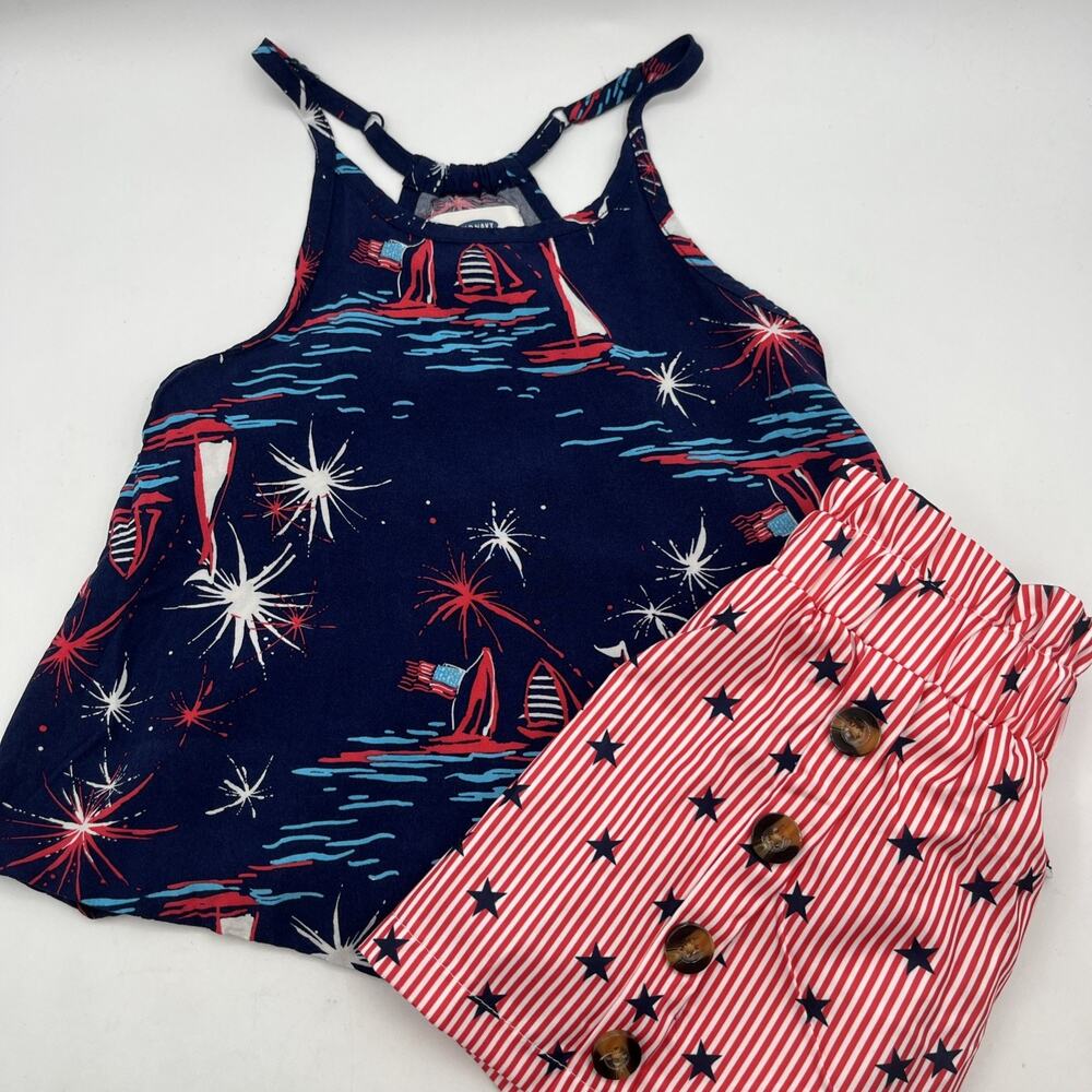 2pc. Old Navy sz. 5 & Mia Bella 2/3T Girls Patriotic Set, Pre-owned